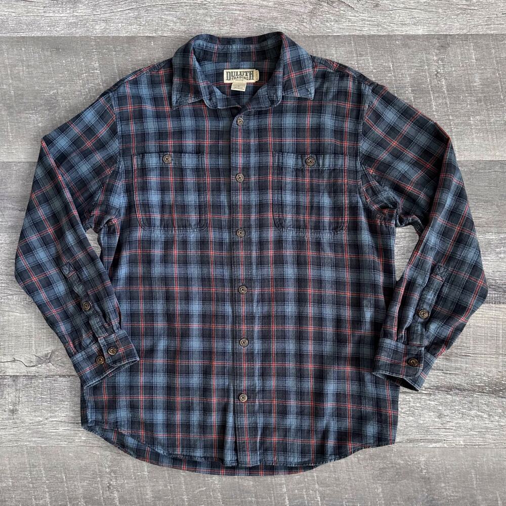 Duluth Trading Co Free Swingin Flannel Button Up Shirt Mens M Relaxed Fit Cotton